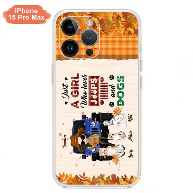 Personalized Off-road Autumn Girl Phone Case - Gift Idea For Girl/Dog Lovers - Up to 3 Dogs - Case For iPhone/Samsung