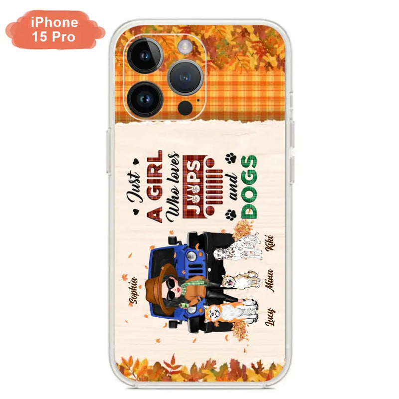 Personalized Off-road Autumn Girl Phone Case - Gift Idea For Girl/Dog Lovers - Up to 3 Dogs - Case For iPhone/Samsung