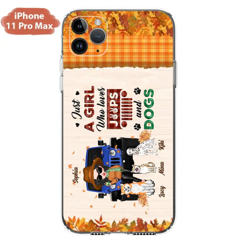 Personalized Off-road Autumn Girl Phone Case - Gift Idea For Girl/Dog Lovers - Up to 3 Dogs - Case For iPhone/Samsung