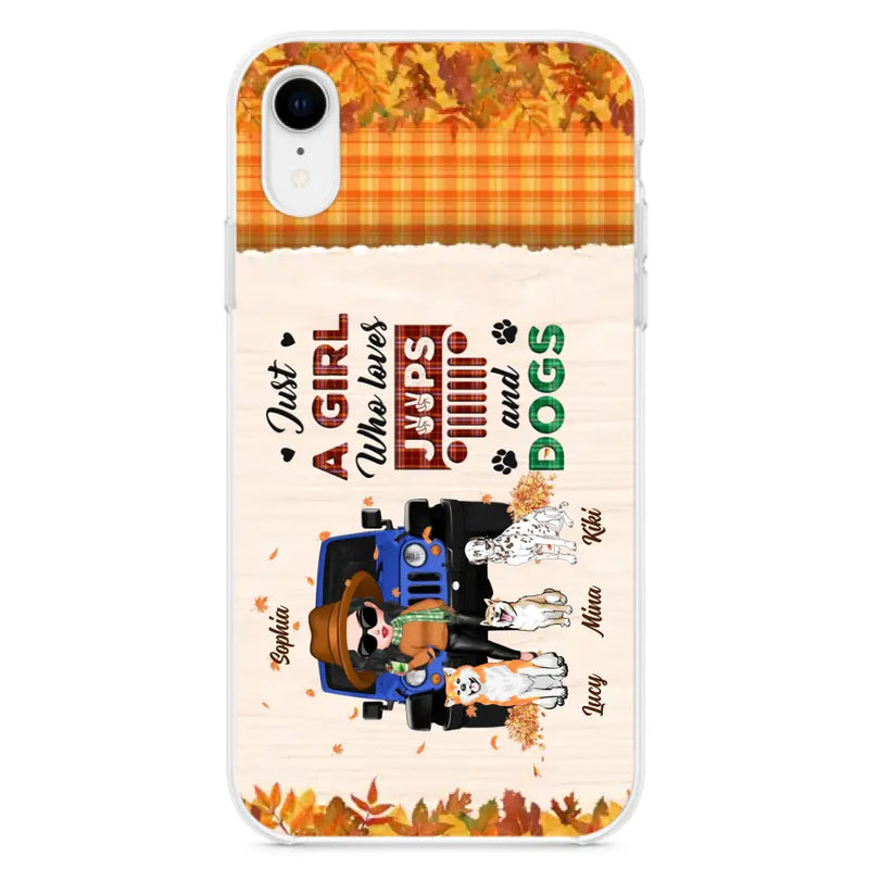 Personalized Off-road Autumn Girl Phone Case - Gift Idea For Girl/Dog Lovers - Up to 3 Dogs - Case For iPhone/Samsung