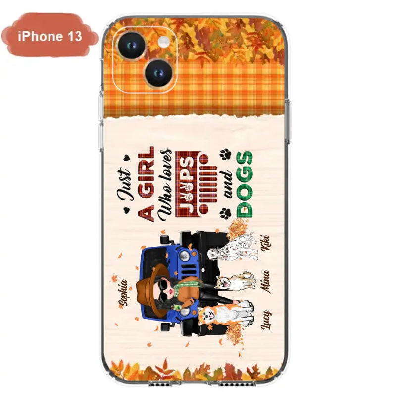 Personalized Off-road Autumn Girl Phone Case - Gift Idea For Girl/Dog Lovers - Up to 3 Dogs - Case For iPhone/Samsung