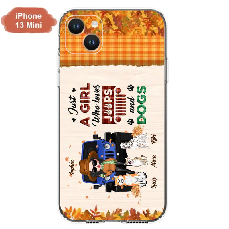Personalized Off-road Autumn Girl Phone Case - Gift Idea For Girl/Dog Lovers - Up to 3 Dogs - Case For iPhone/Samsung