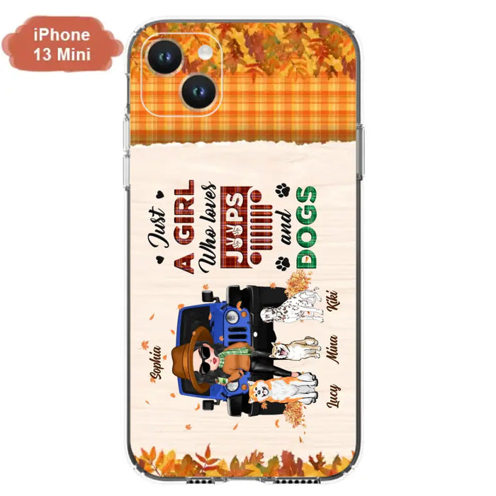 Personalized Off-road Autumn Girl Phone Case - Gift Idea For Girl/Dog Lovers - Upto 3 Dogs - Case For iPhone/Samsung