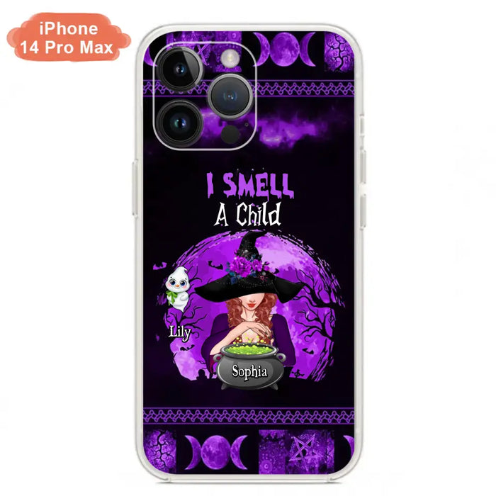 Custom Personalized Witch Phone Case - Upto 10 Children - Halloween Gift Idea for Family - I Smell Children - Case for iPhone/Samsung