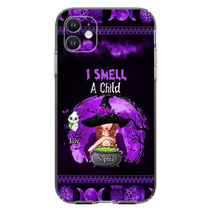 Custom Personalized Witch Phone Case - Upto 10 Children - Halloween Gift Idea for Family - I Smell Children - Case for iPhone/Samsung