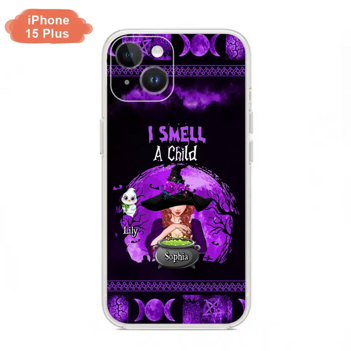 Custom Personalized Witch Phone Case - Upto 10 Children - Halloween Gift Idea for Family - I Smell Children - Case for iPhone/Samsung