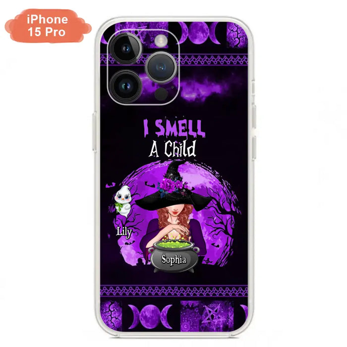 Custom Personalized Witch Phone Case - Upto 10 Children - Halloween Gift Idea for Family - I Smell Children - Case for iPhone/Samsung