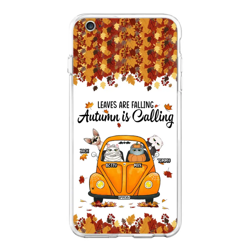 Personalized Pet Phone Case - Gift Idea For Cat/Dog Lovers - Up to 4 Pets - Case For iPhone/Samsung - Leaves Are Falling Autumn Is Calling