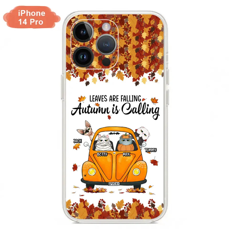 Personalized Pet Phone Case - Gift Idea For Cat/Dog Lovers - Up to 4 Pets - Case For iPhone/Samsung - Leaves Are Falling Autumn Is Calling