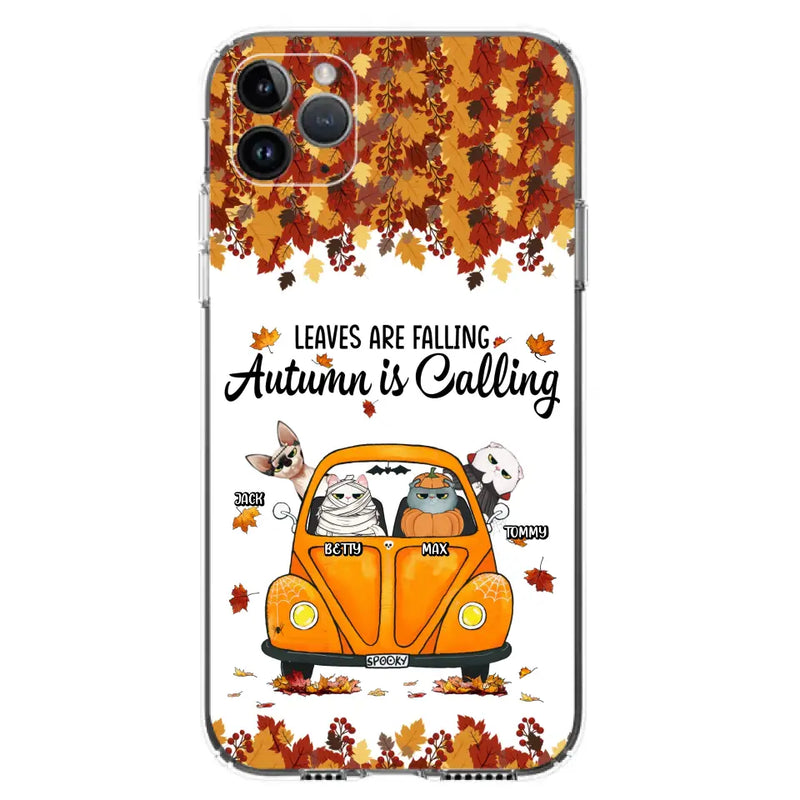 Personalized Pet Phone Case - Gift Idea For Cat/Dog Lovers - Up to 4 Pets - Case For iPhone/Samsung - Leaves Are Falling Autumn Is Calling