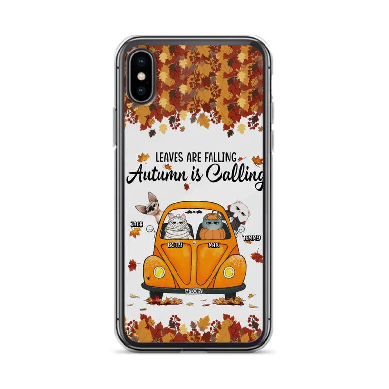Personalized Pet Phone Case - Gift Idea For Cat/Dog Lovers - Up to 4 Pets - Case For iPhone/Samsung - Leaves Are Falling Autumn Is Calling