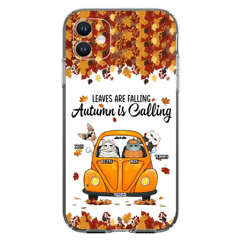 Personalized Pet Phone Case - Gift Idea For Cat/Dog Lovers - Up to 4 Pets - Case For iPhone/Samsung - Leaves Are Falling Autumn Is Calling