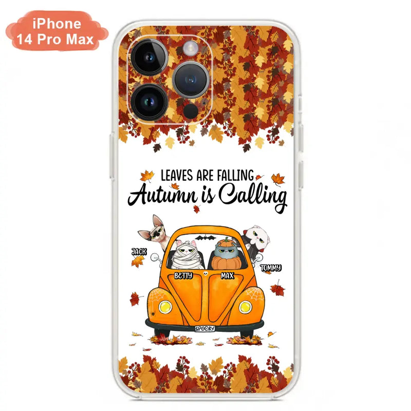 Personalized Pet Phone Case - Gift Idea For Cat/Dog Lovers - Up to 4 Pets - Case For iPhone/Samsung - Leaves Are Falling Autumn Is Calling