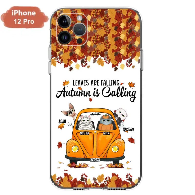 Personalized Pet Phone Case - Gift Idea For Cat/Dog Lovers - Up to 4 Pets - Case For iPhone/Samsung - Leaves Are Falling Autumn Is Calling
