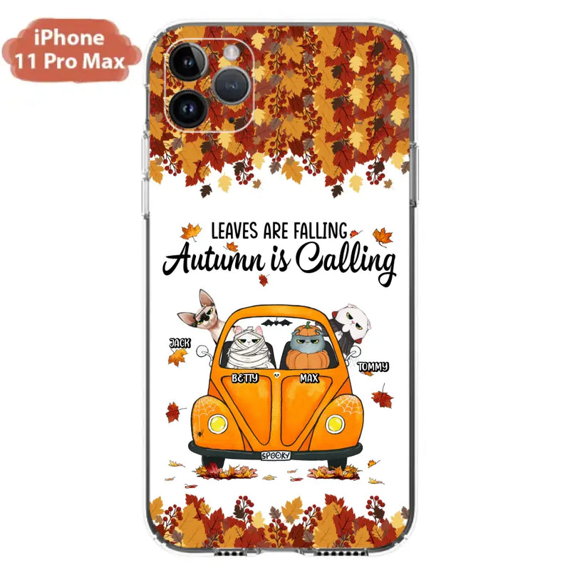 Personalized Pet Phone Case - Gift Idea For Cat/Dog Lovers - Up to 4 Pets - Case For iPhone/Samsung - Leaves Are Falling Autumn Is Calling