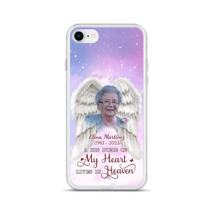 Custom Personalized Memorial Photo Phone Case - Memorial Gift Idea for Family - A Big Piece Of My Heart Lives In Heaven - Case for iPhone/Samsung