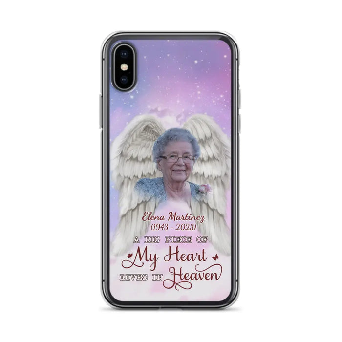 Custom Personalized Memorial Photo Phone Case - Memorial Gift Idea for Family - A Big Piece Of My Heart Lives In Heaven - Case for iPhone/Samsung