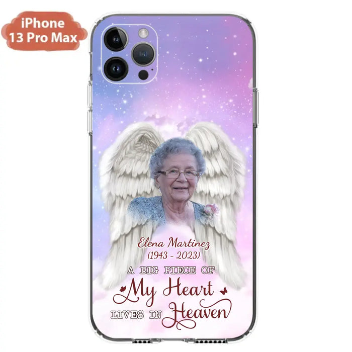 Custom Personalized Memorial Photo Phone Case - Memorial Gift Idea for Family - A Big Piece Of My Heart Lives In Heaven - Case for iPhone/Samsung