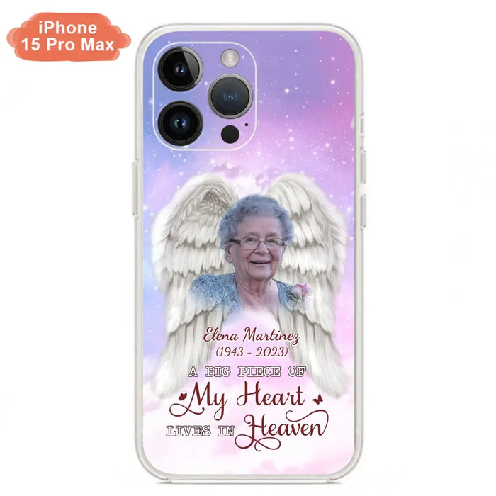 Custom Personalized Memorial Photo Phone Case - Memorial Gift Idea for Family - A Big Piece Of My Heart Lives In Heaven - Case for iPhone/Samsung