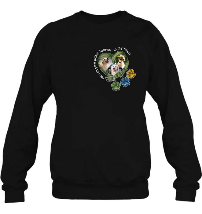 Personalized Memorial Dog Collar T-shirt/Hoodie - Up to 3 Dogs - Memorial Gift Idea For Dog Lover - You Left Paw Prints Forever In My Heart