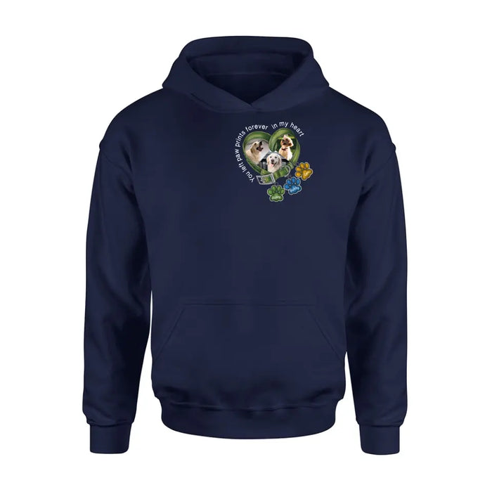 Personalized Memorial Dog Collar T-shirt/Hoodie - Up to 3 Dogs - Memorial Gift Idea For Dog Lover - You Left Paw Prints Forever In My Heart