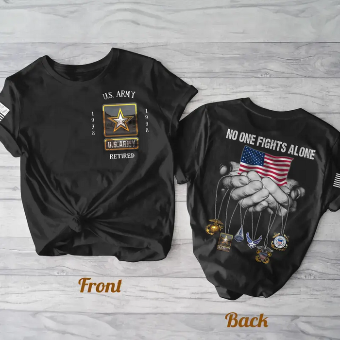 Personalized Veteran AOP Men's T-shirt - Father's Day Gift Idea For Veteran - No One Fights Alone