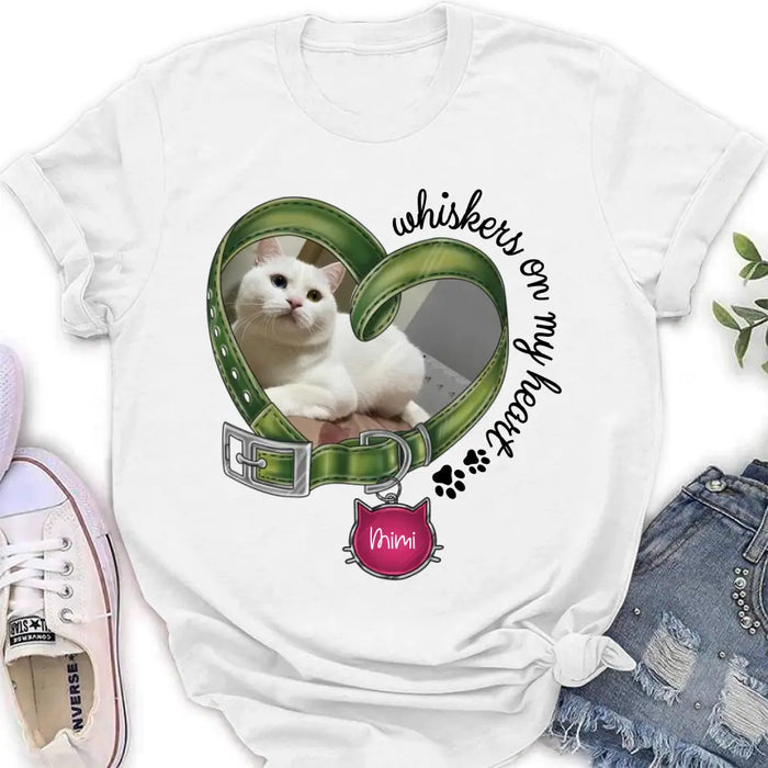 Custom Personalized Memorial Cat Photo Shirt/Hoodie - Memorial Gift Idea - Whiskers On My Heart