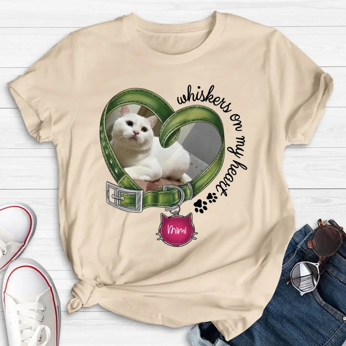 Custom Personalized Memorial Cat Photo Shirt/Hoodie - Memorial Gift Idea - Whiskers On My Heart