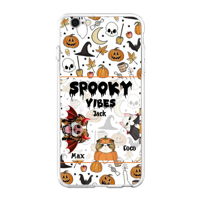 Custom Personalized Halloween Pet Phone Case - Upto 3 Pets - Gift Idea For Dog/Cat Owners -  Spooky Vibes - Case for iPhone/Samsung