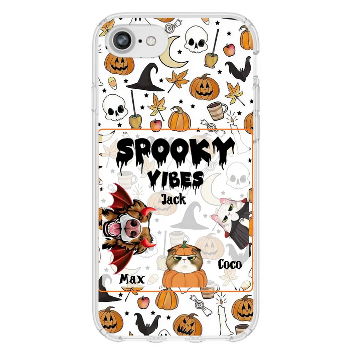 Custom Personalized Halloween Pet Phone Case - Upto 3 Pets - Gift Idea For Dog/Cat Owners -  Spooky Vibes - Case for iPhone/Samsung