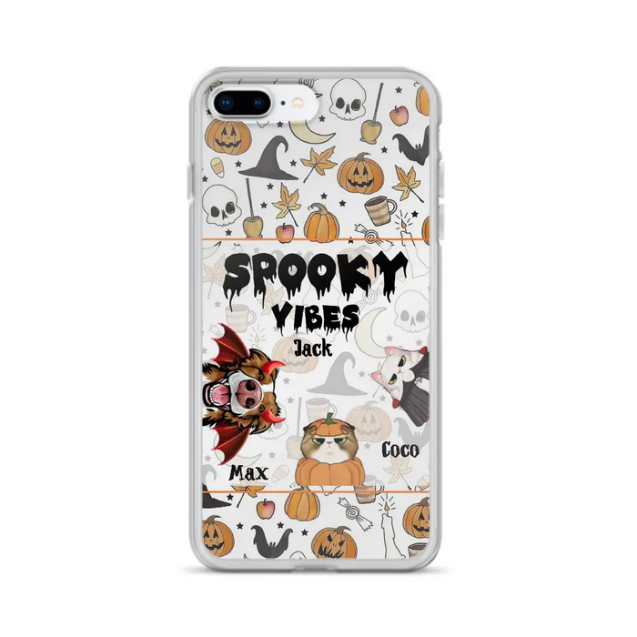 Custom Personalized Halloween Pet Phone Case - Upto 3 Pets - Gift Idea For Dog/Cat Owners -  Spooky Vibes - Case for iPhone/Samsung