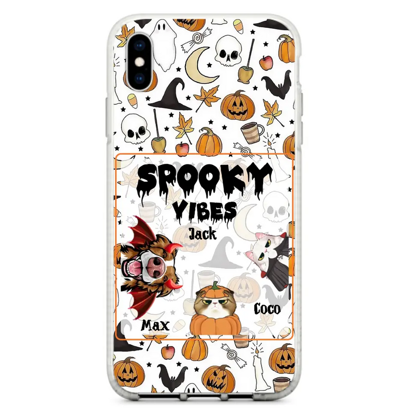 Personalized Halloween Pet Phone Case - Up to 3 Pets - Gift Idea For Dog/Cat Owners - Spooky Vibes - Case for iPhone/Samsung