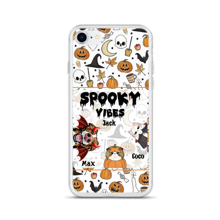 Custom Personalized Halloween Pet Phone Case - Upto 3 Pets - Gift Idea For Dog/Cat Owners -  Spooky Vibes - Case for iPhone/Samsung