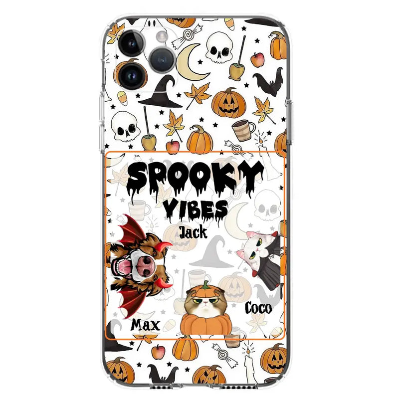 Personalized Halloween Pet Phone Case - Up to 3 Pets - Gift Idea For Dog/Cat Owners - Spooky Vibes - Case for iPhone/Samsung
