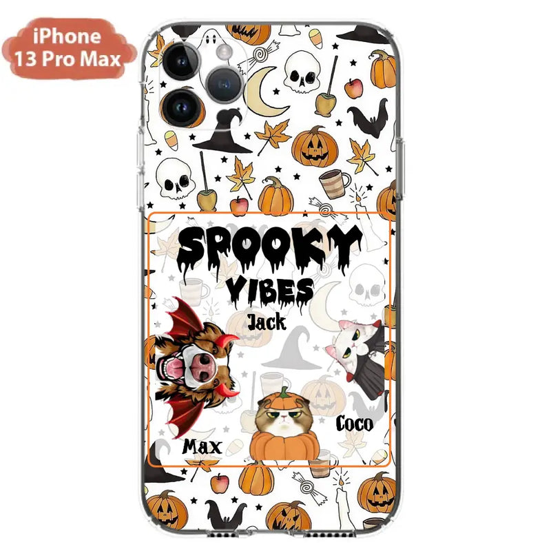Personalized Halloween Pet Phone Case - Up to 3 Pets - Gift Idea For Dog/Cat Owners - Spooky Vibes - Case for iPhone/Samsung