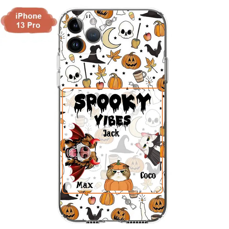 Personalized Halloween Pet Phone Case - Up to 3 Pets - Gift Idea For Dog/Cat Owners - Spooky Vibes - Case for iPhone/Samsung