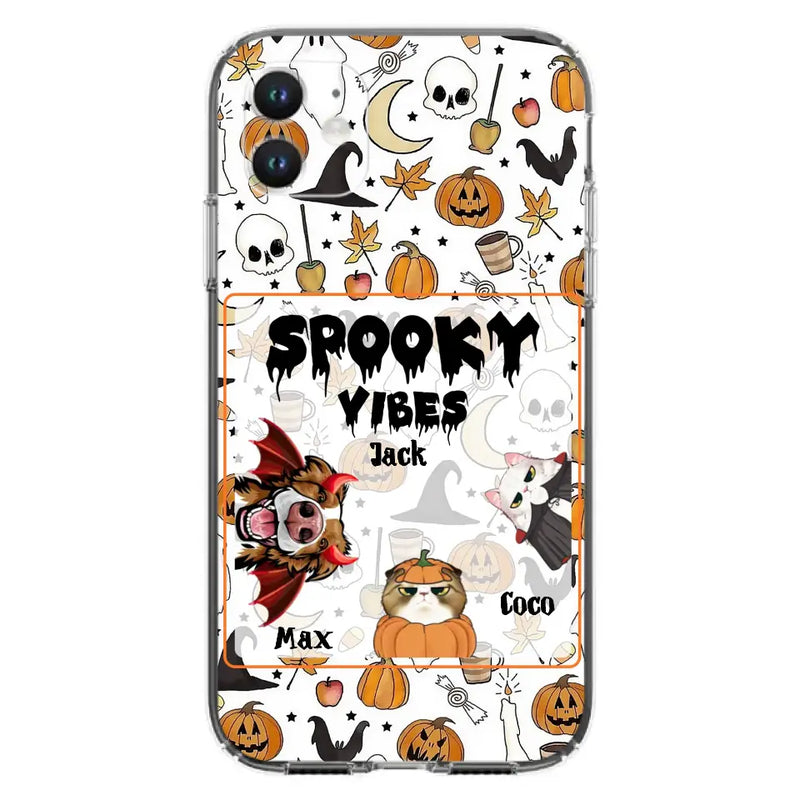 Personalized Halloween Pet Phone Case - Up to 3 Pets - Gift Idea For Dog/Cat Owners - Spooky Vibes - Case for iPhone/Samsung