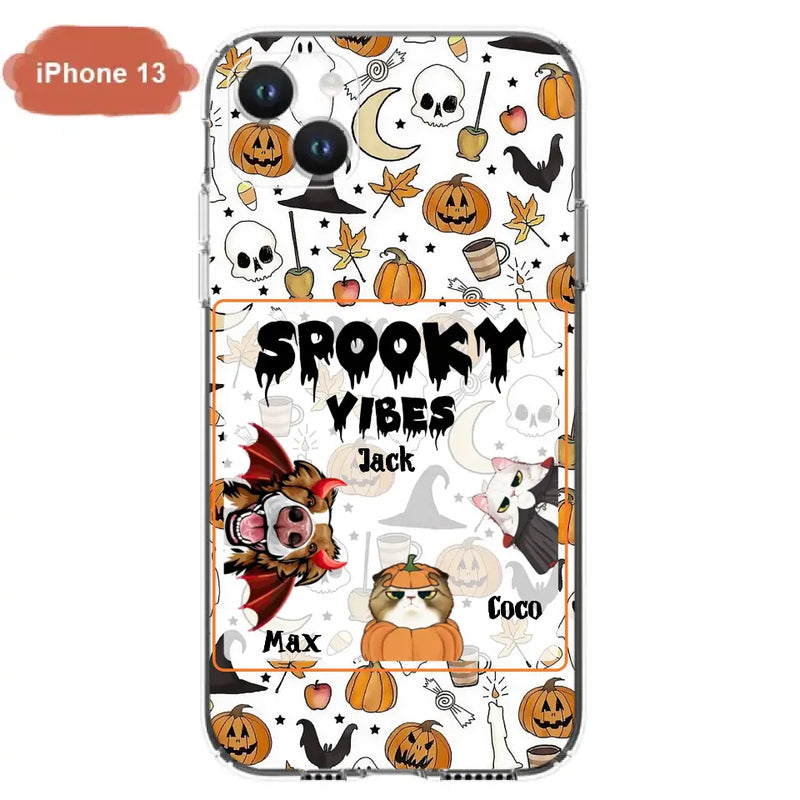 Personalized Halloween Pet Phone Case - Up to 3 Pets - Gift Idea For Dog/Cat Owners - Spooky Vibes - Case for iPhone/Samsung