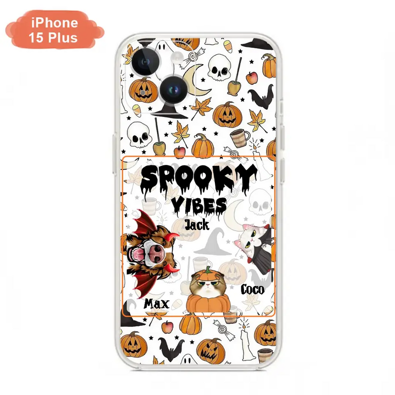 Personalized Halloween Pet Phone Case - Up to 3 Pets - Gift Idea For Dog/Cat Owners - Spooky Vibes - Case for iPhone/Samsung