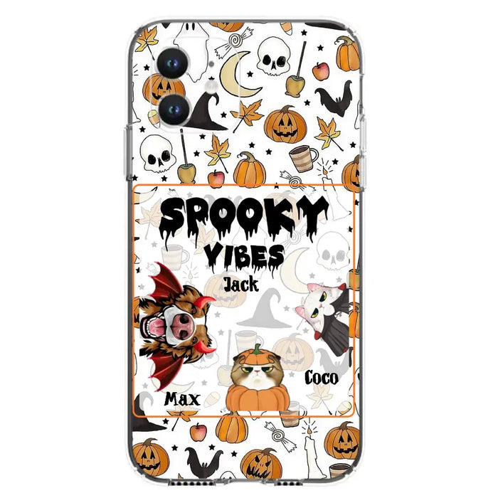 Custom Personalized Halloween Pet Phone Case - Upto 3 Pets - Gift Idea For Dog/Cat Owners -  Spooky Vibes - Case for iPhone/Samsung