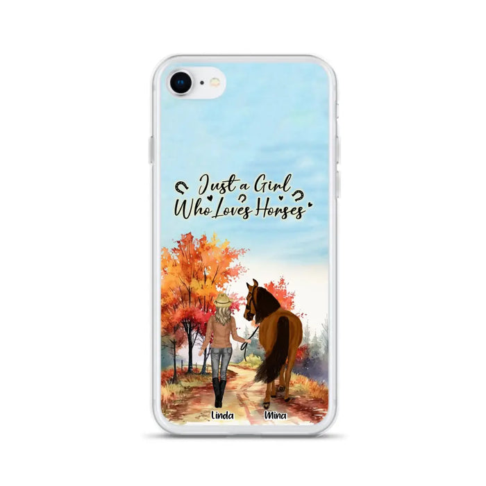 Custom Personalized Horse Girl Fall Season Phone Case - Gift Idea For Horse Lovers - Up To 6 Horses - Just A Girl Who Loves Horses - Cases For iPhone/Samsung