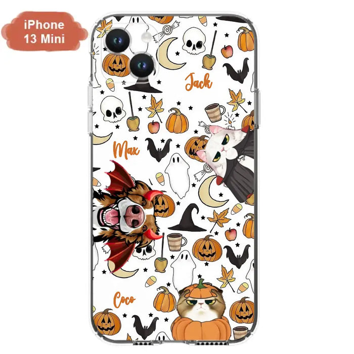 Custom Personalized Halloween Pet Phone Case - Upto 3 Pets - Gift Idea For Dog/Cat Owners - Case for iPhone/Samsung