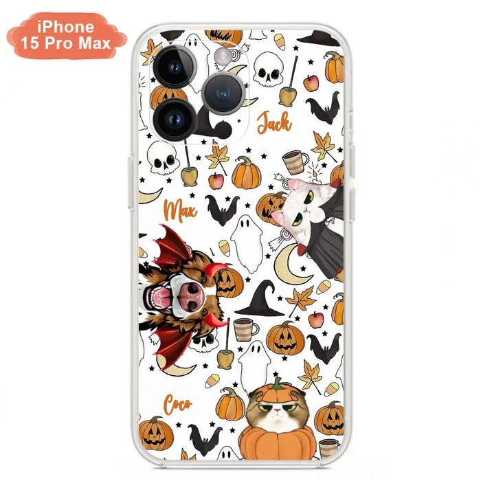 Custom Personalized Halloween Pet Phone Case - Upto 3 Pets - Gift Idea For Dog/Cat Owners - Case for iPhone/Samsung