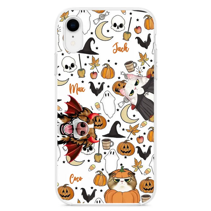 Custom Personalized Halloween Pet Phone Case - Upto 3 Pets - Gift Idea For Dog/Cat Owners - Case for iPhone/Samsung