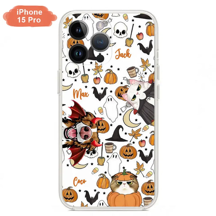 Custom Personalized Halloween Pet Phone Case - Upto 3 Pets - Gift Idea For Dog/Cat Owners - Case for iPhone/Samsung