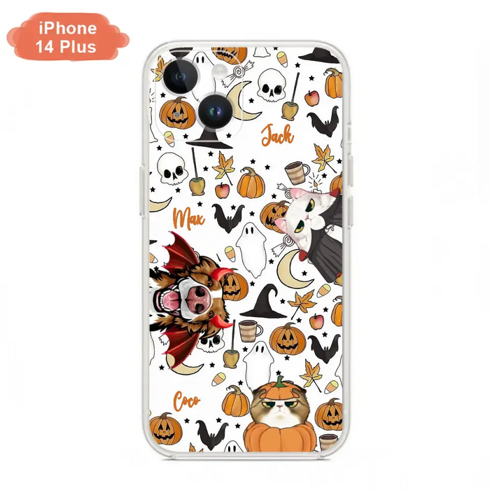 Custom Personalized Halloween Pet Phone Case - Upto 3 Pets - Gift Idea For Dog/Cat Owners - Case for iPhone/Samsung