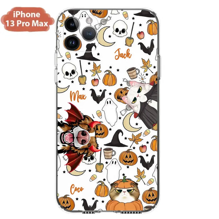 Custom Personalized Halloween Pet Phone Case - Upto 3 Pets - Gift Idea For Dog/Cat Owners - Case for iPhone/Samsung