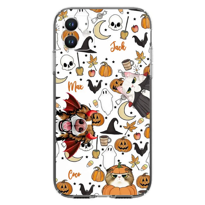 Custom Personalized Halloween Pet Phone Case - Upto 3 Pets - Gift Idea For Dog/Cat Owners - Case for iPhone/Samsung