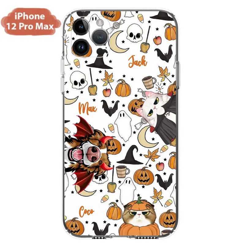Personalized Halloween Pet Phone Case - Up to 3 Pets - Gift Idea For Dog/Cat Owners - Case for iPhone/Samsung