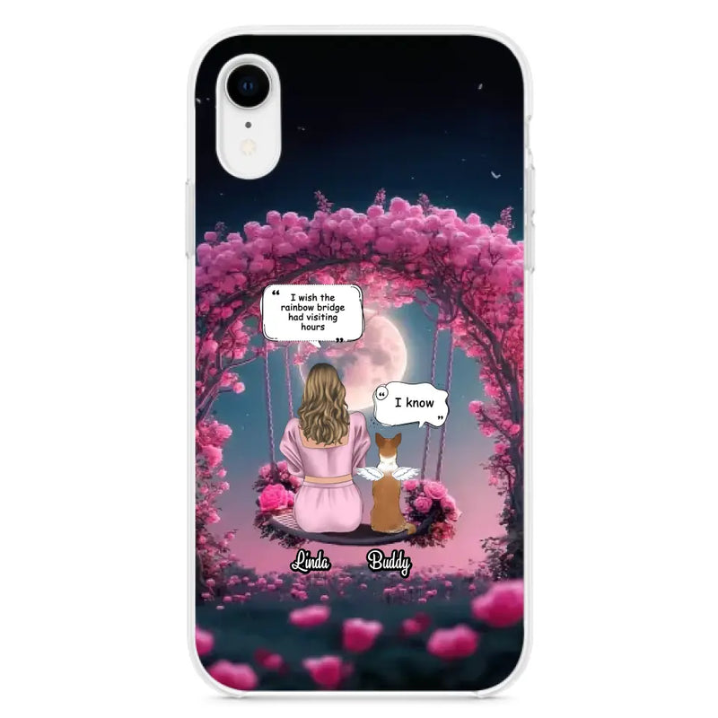 Custom Memorial Dog Mom Phone Case - Up to 4 Dogs - Memorial Gift Idea For Dog Owners - I Wish The Rainbow Bridge Had Visiting Hours - Case For iPhone/Samsung